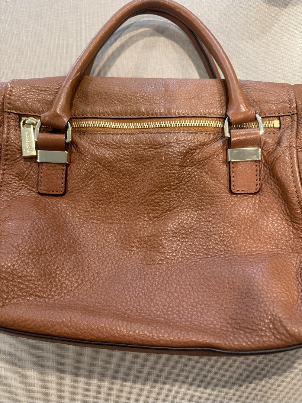 Michael Kors Cognac Leather Satchel with Gold Hardware - Picture 6 of 10